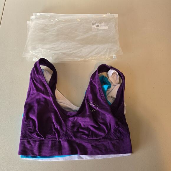 Unbranded Sports Bra Set of 3 Women's XS Purple White Blue NWOT - Picture 15 of 15